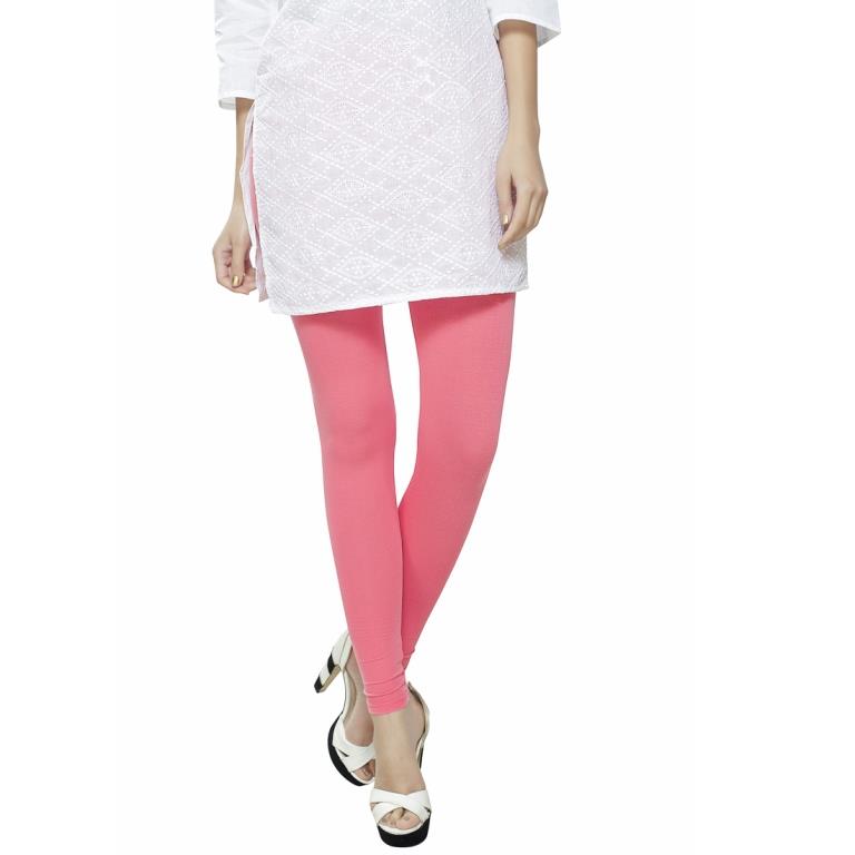 Adorable Rouge Pink Coloured Plain Cotton Leggings | Leemboodi
