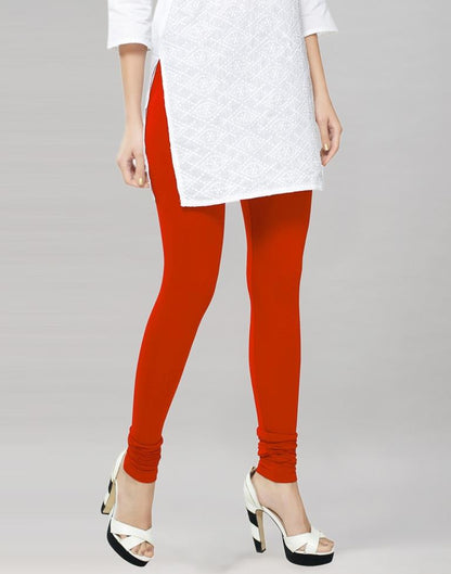 Enriching Red Coloured Plain Cotton Leggings