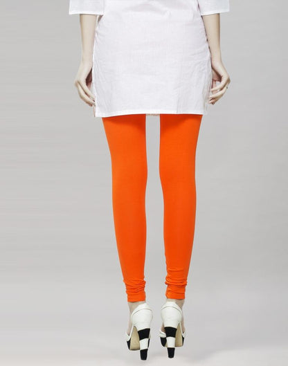 Awesome Orange Coloured Plain Cotton Leggings | Leemboodi