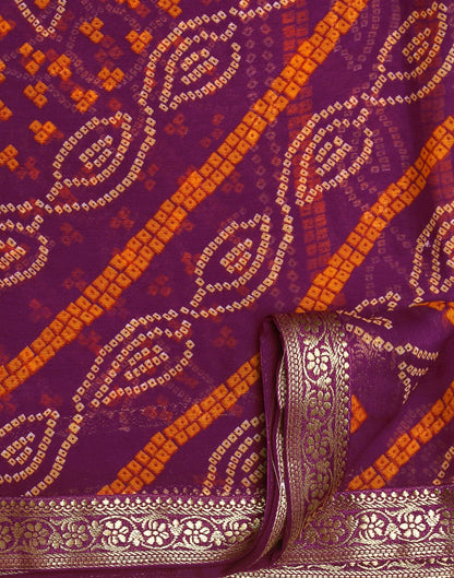 Wine Bandhani Saree | Leemboodi