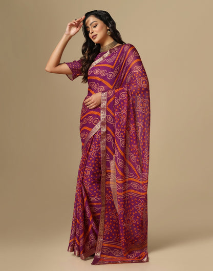 Wine Bandhani Saree | Leemboodi