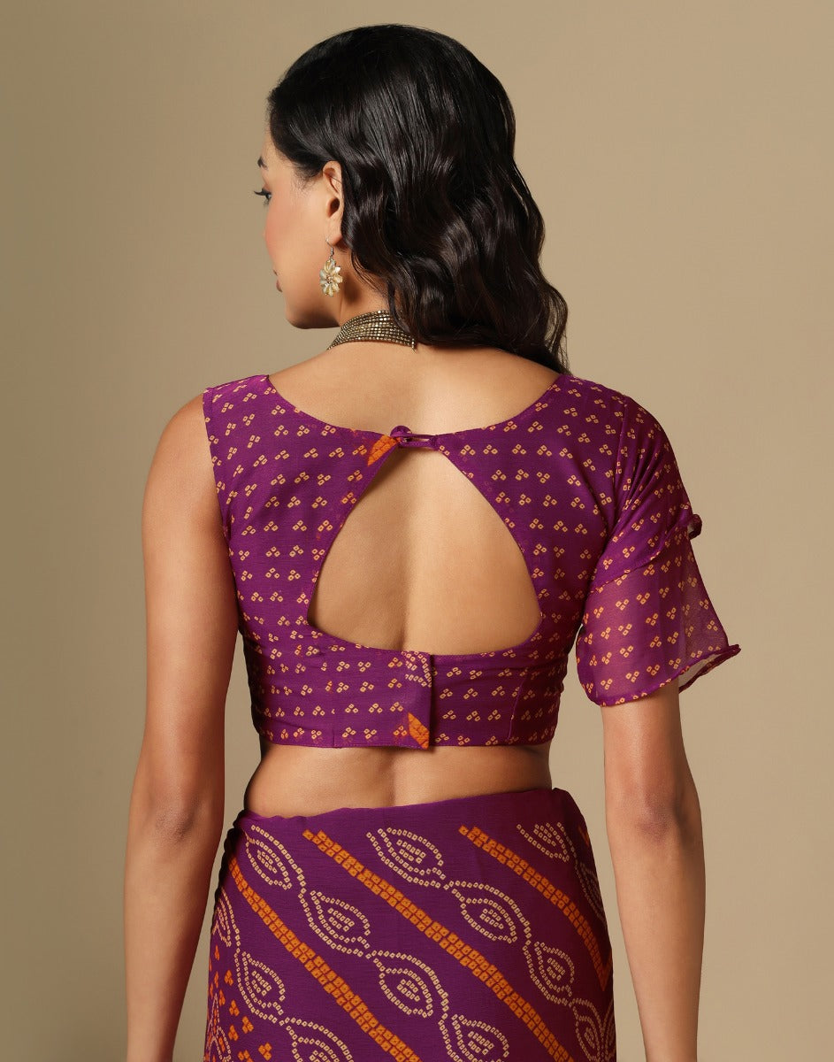 Wine Bandhani Saree | Leemboodi