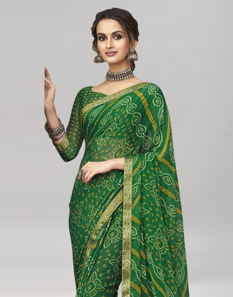 Green Chiffon Plain Saree – Leemboodi