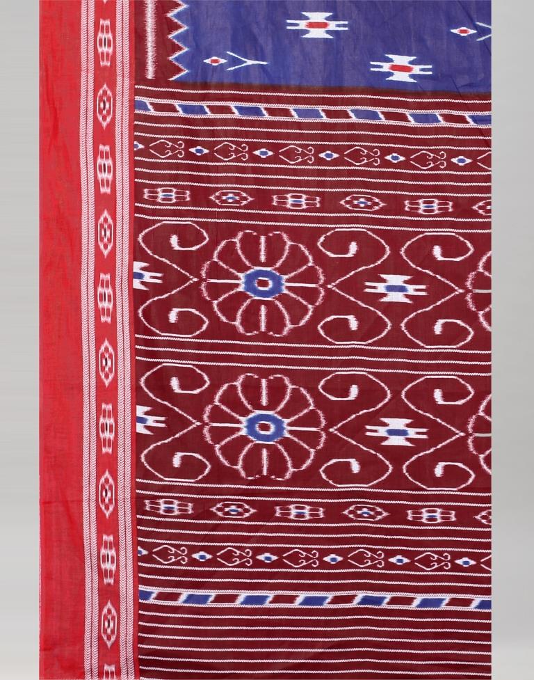 Royal Blue Coloured Cotton Printed Saree | Leemboodi