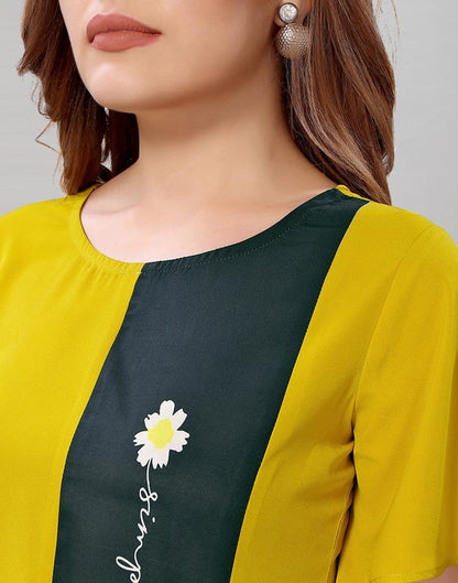 Yellow Coloured Crepe Digital Printed Top | Leemboodi