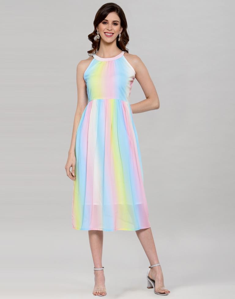 Multicolour Digital Print Dress | Leemboodi