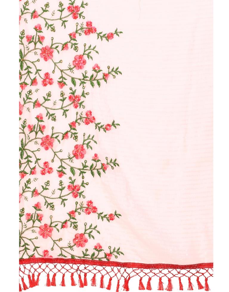 Peach Pink Embroidery Saree | Leemboodi