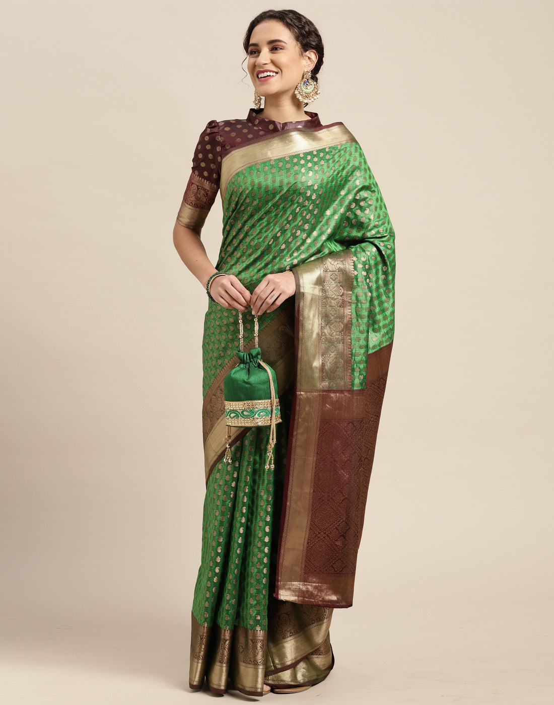 Parrot Green Silk Saree | Leemboodi