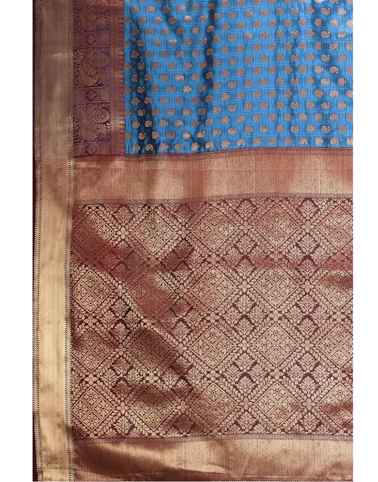 Dark Blue Banarasi Silk Saree | Leemboodi