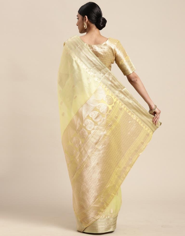 Light Yellow Silk Saree | Leemboodi