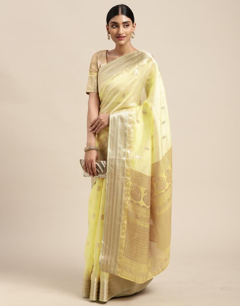 Light Yellow Silk Saree | Leemboodi