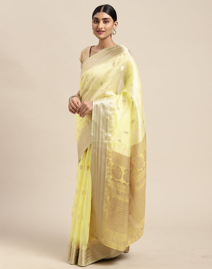 Light Yellow Silk Saree | Leemboodi