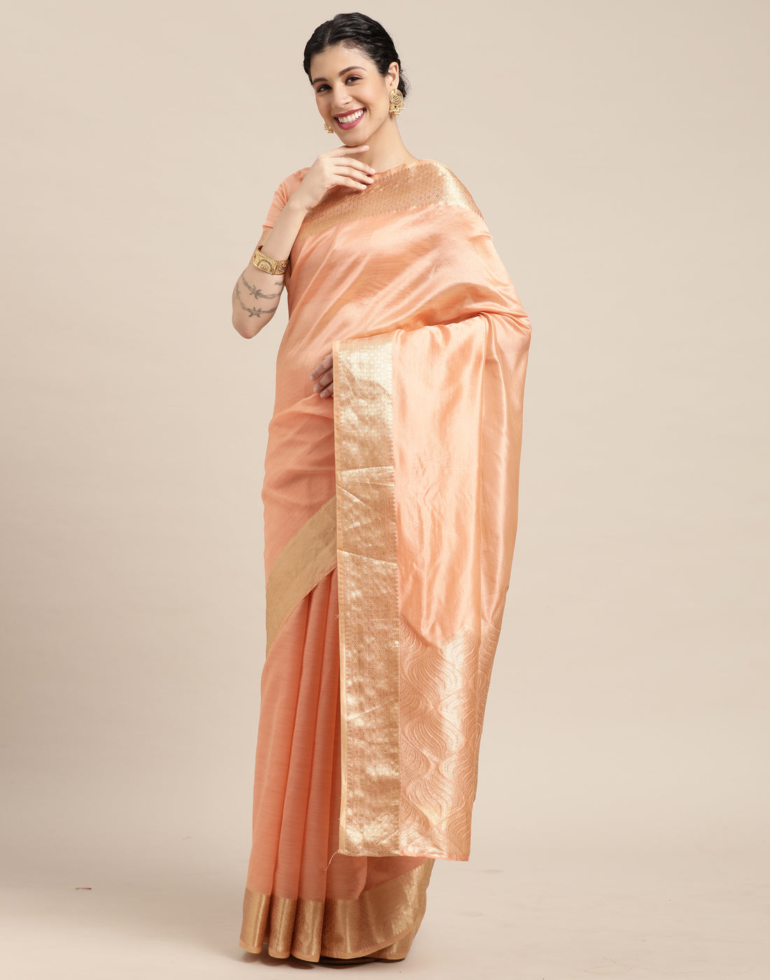 Peach Kanjivaram Silk Saree | Leemboodi