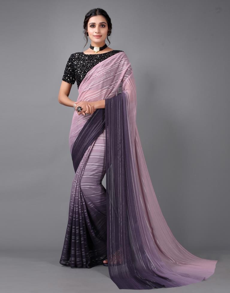 Net Designer Saree In Lavender Colour - SR1542726