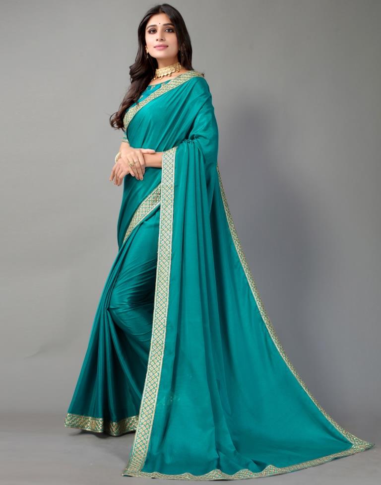 Peacock Blue Zari Weaving Silk Saree