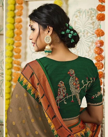 Dark Beige Paithani Silk Saree | Leemboodi