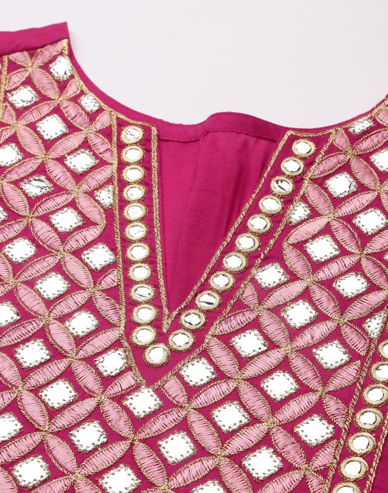 Pink Kurti With Pant And Dupatta | Leemboodi