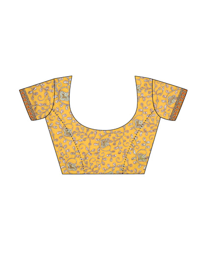 Yellow Bandhani Saree with Embroidery Border | Leemboodi