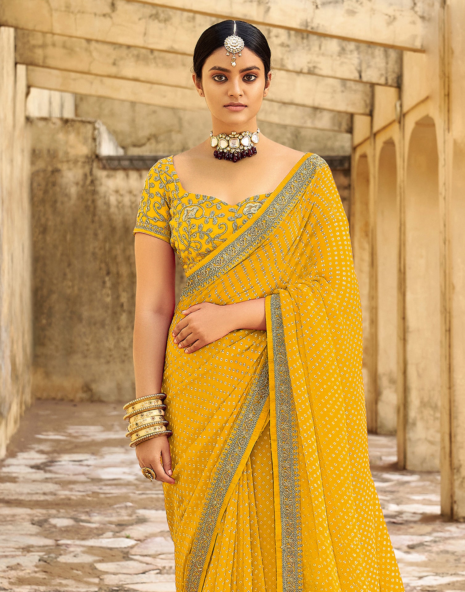 Attractive Yellow Zari Weaving Art Silk Fabric Simple Saree