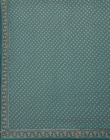 Pine Green Bandhani Saree with Embroidery Border | Leemboodi