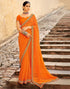 Orange Bandhani Saree with Embroidery Border | Leemboodi
