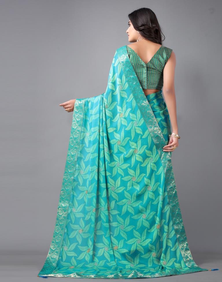 Rama Green Chiffon Saree | Leemboodi