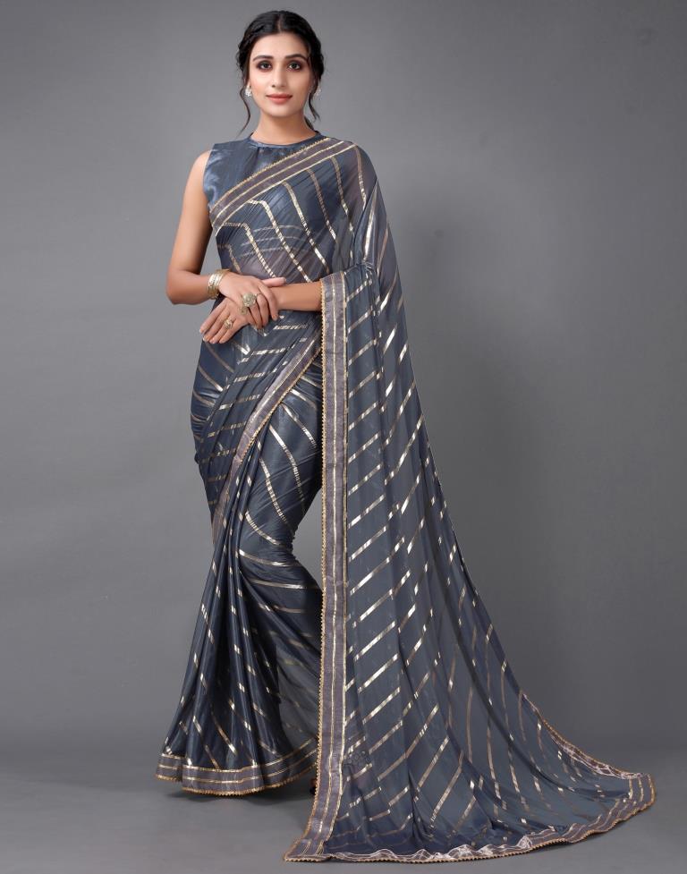 Grey Silk Saree | Leemboodi