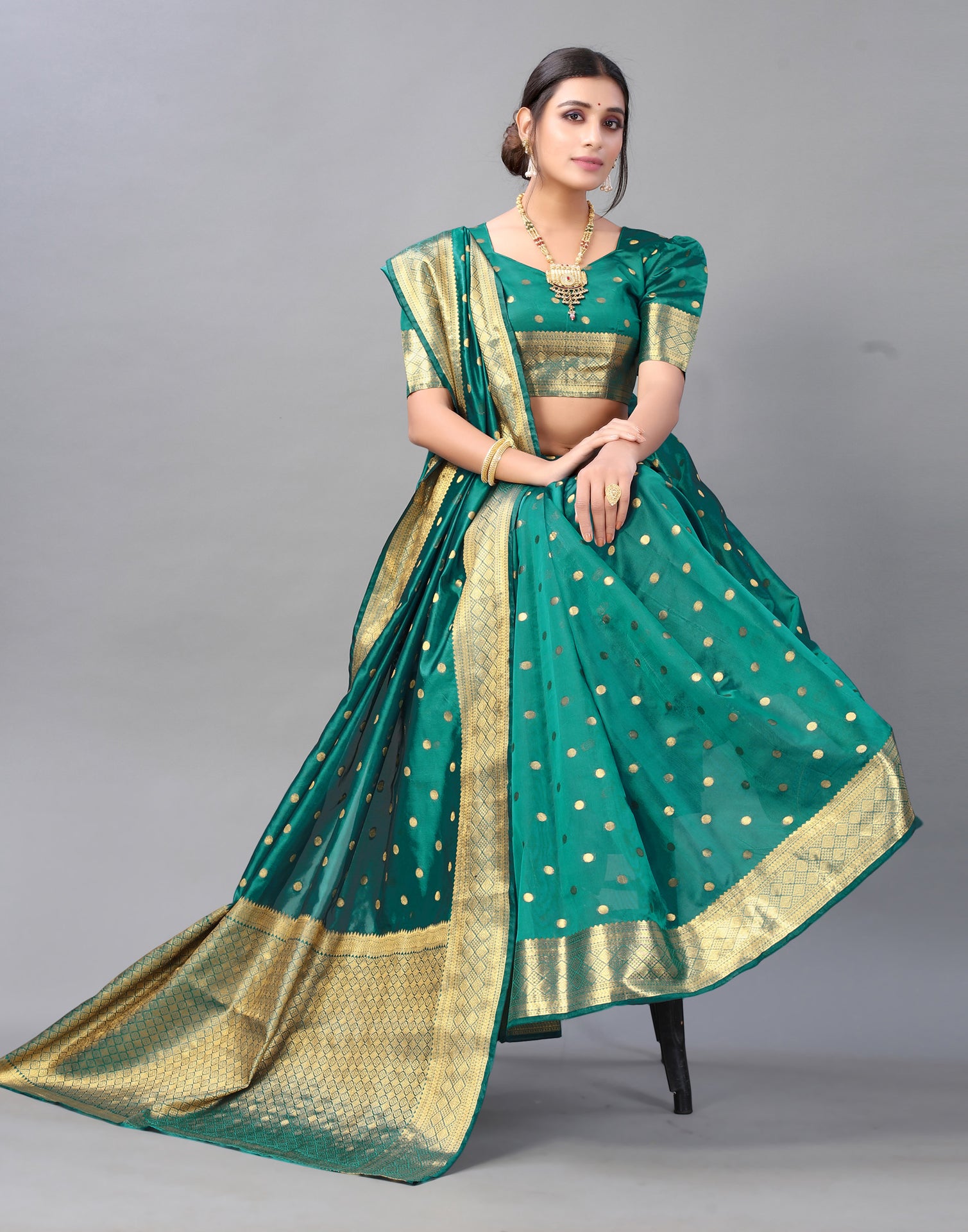 Handloom Green Chanderi Saree – WeaverStory