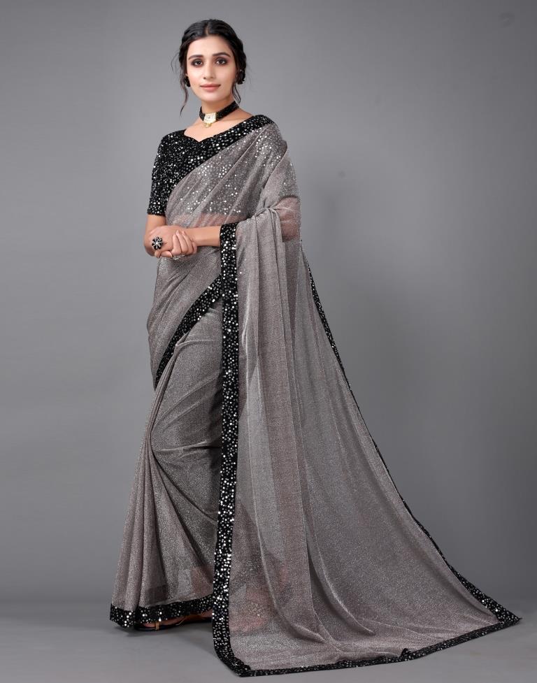 Grey Sequins Saree | Leemboodi