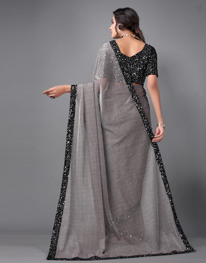 Grey Sequins Saree | Leemboodi