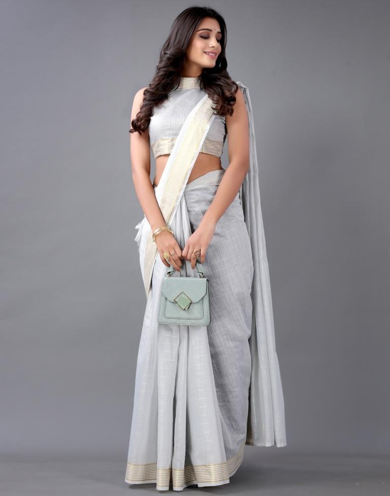 Grey Cotton Saree | Leemboodi