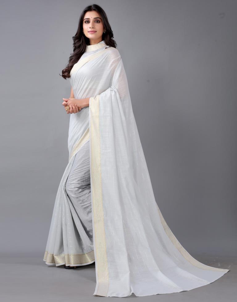 Grey Cotton Saree | Leemboodi