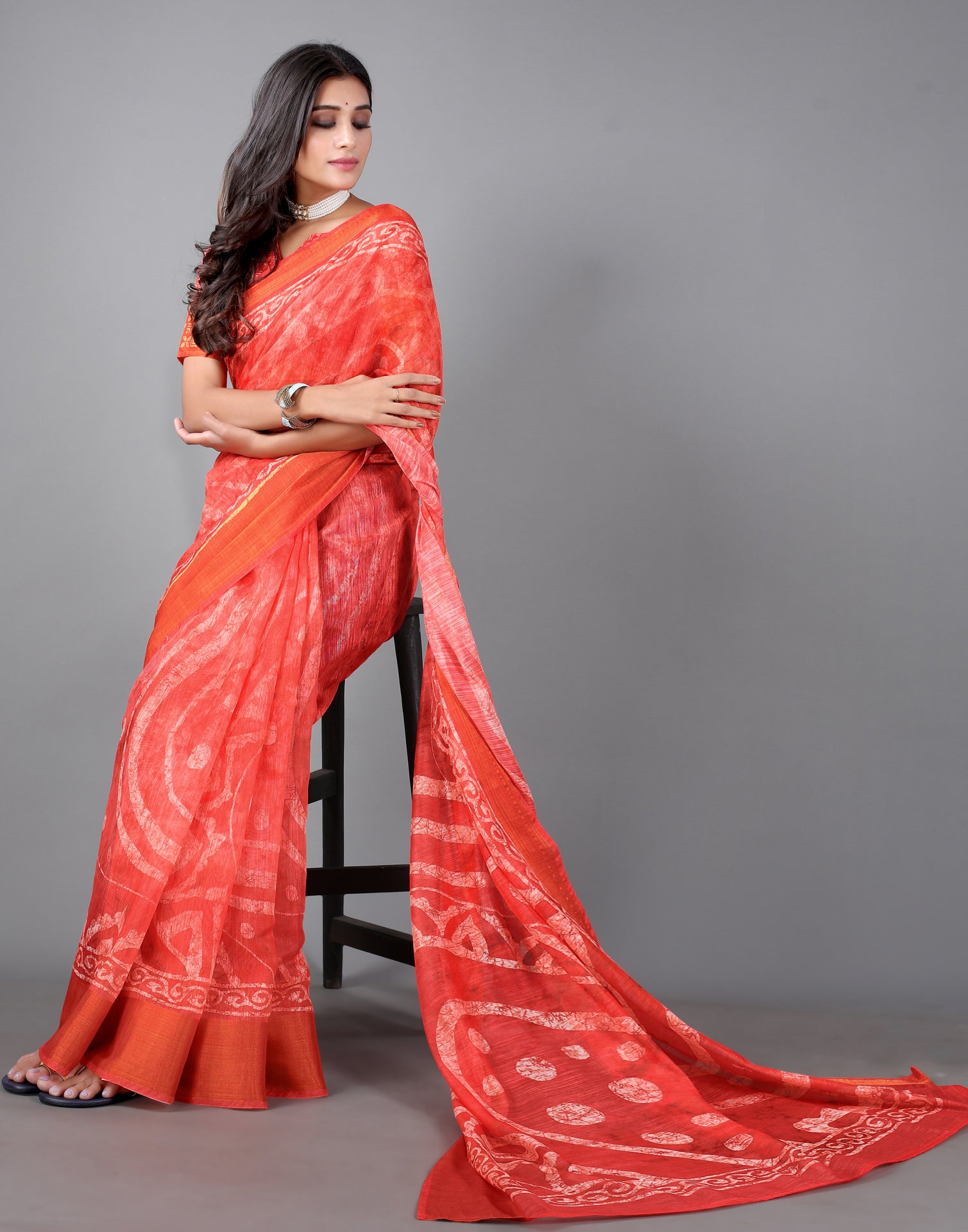 Embellished Woven Zari Silk Coral Pink Saree|SARV130099