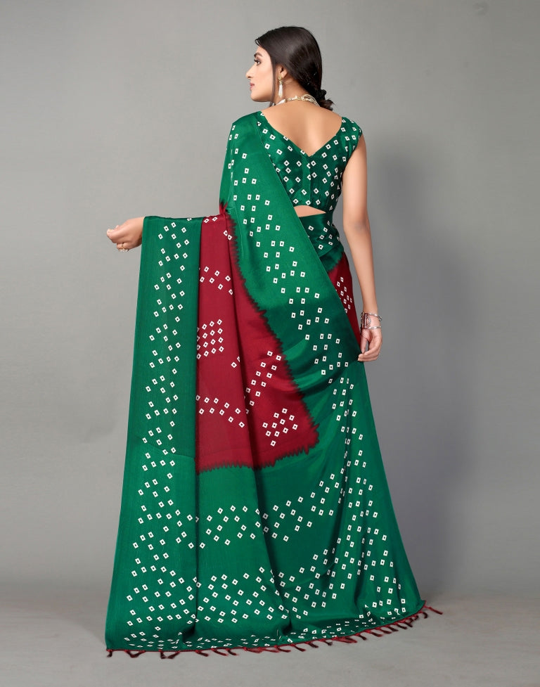 Dark Maroon And Teal Green Zari Enhanced Silk Saree With Blouse Piece –  paanericlothing