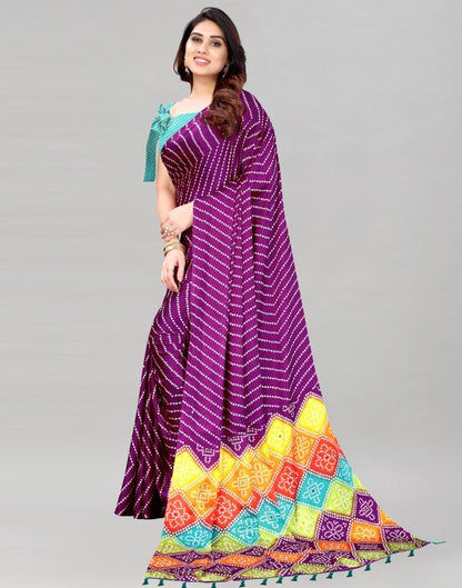 Purple Bandhani Silk Saree | Leemboodi