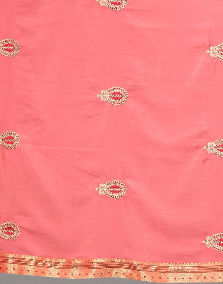 Rose Pink Embroidery Saree | Leemboodi