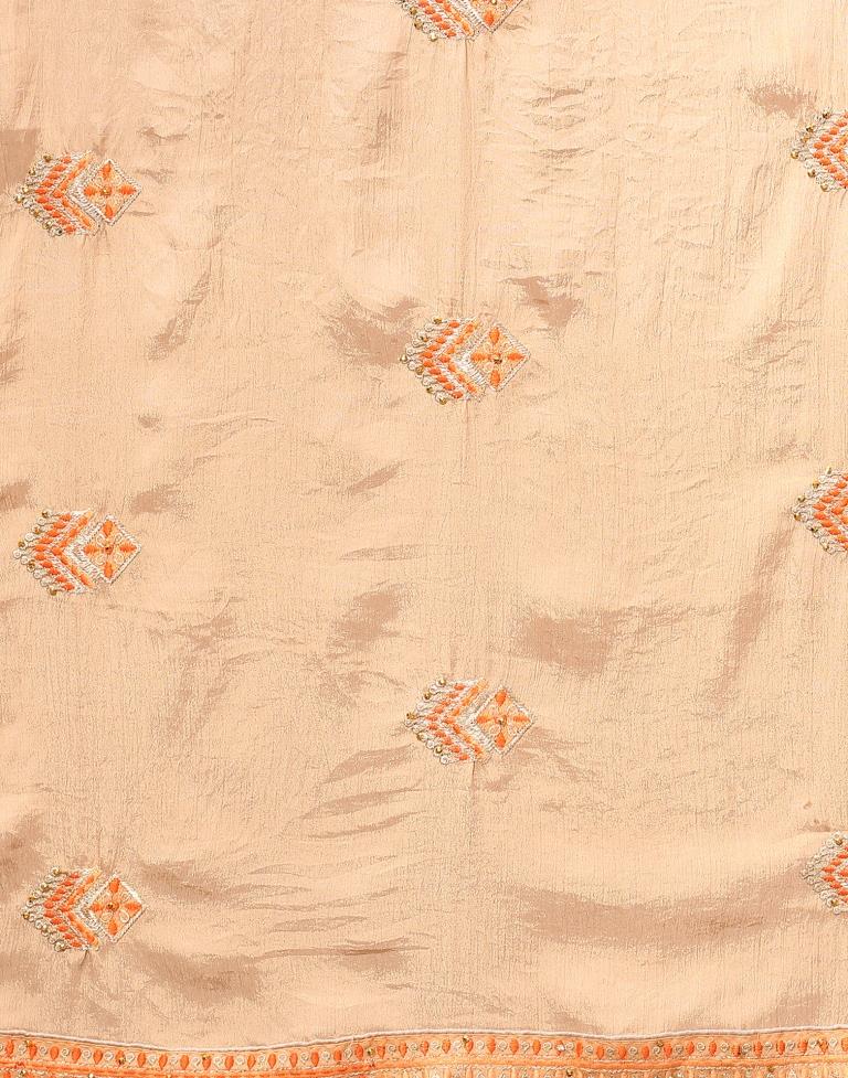 Light Orange Embroidery Saree | Leemboodi