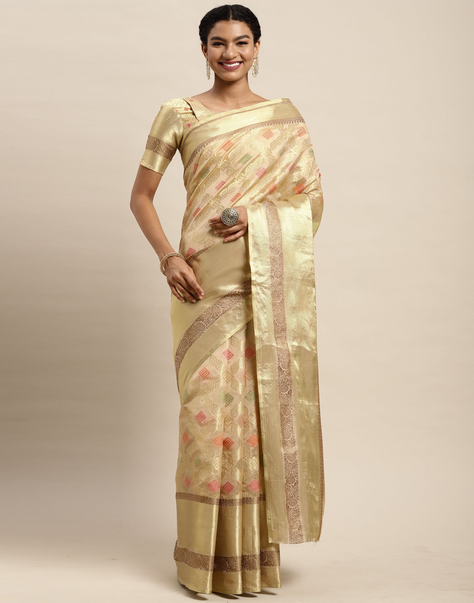 Golden Organza Saree | Leemboodi