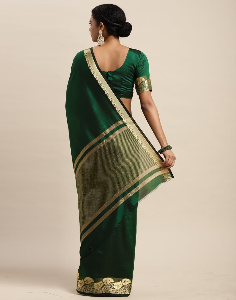 Bottle Green Patola Printed Art Silk Saree