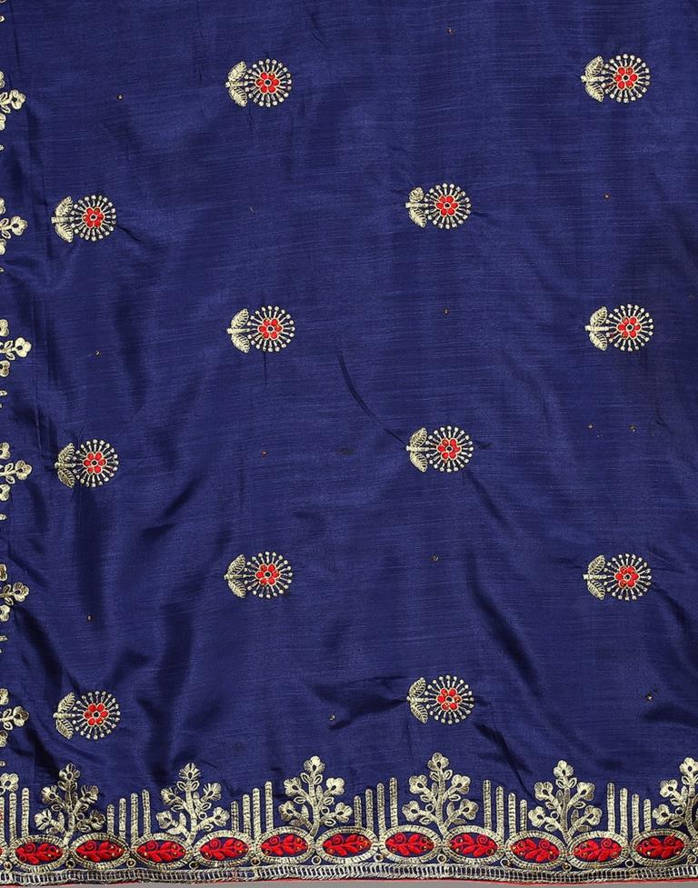 Navy Blue Embroidery Saree | Leemboodi