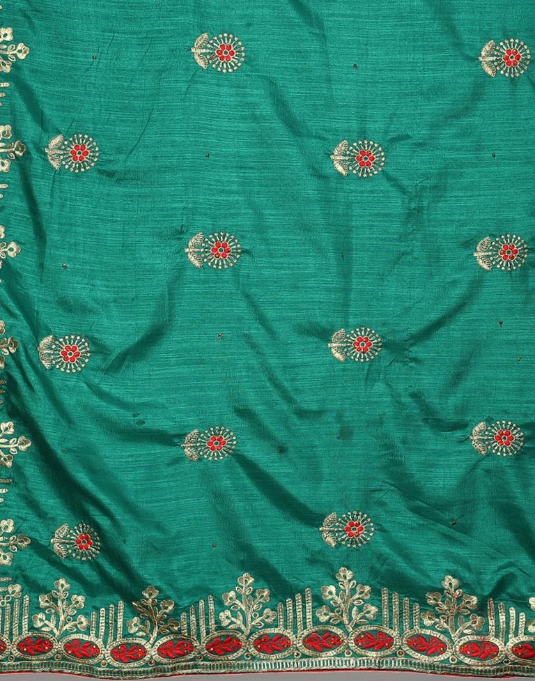 Green Embroidery Saree | Leemboodi