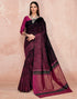 Black And Rani Pink Cotton Saree | Leemboodi