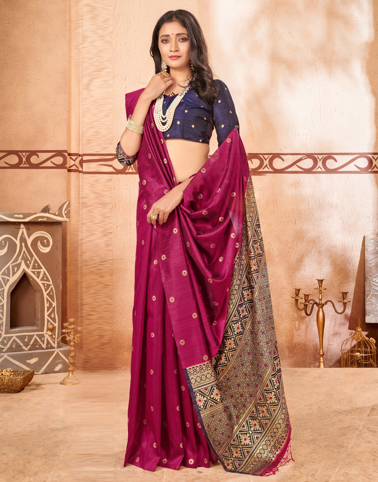 Linen Silk Saree (adi76845)