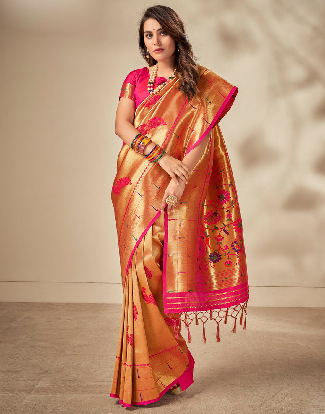 Golden Silk Saree | Leemboodi