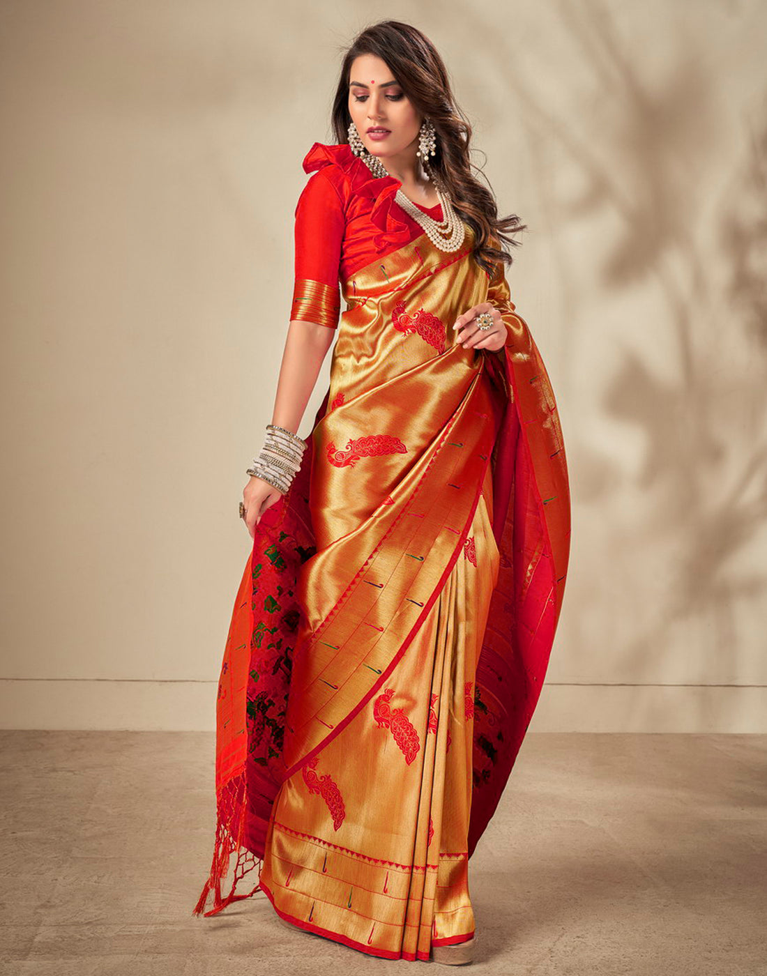 Golden Silk Saree | Leemboodi