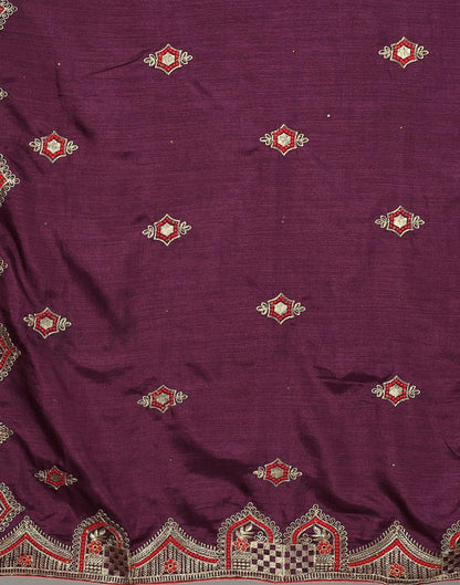 Wine Embroidery Saree | Leemboodi