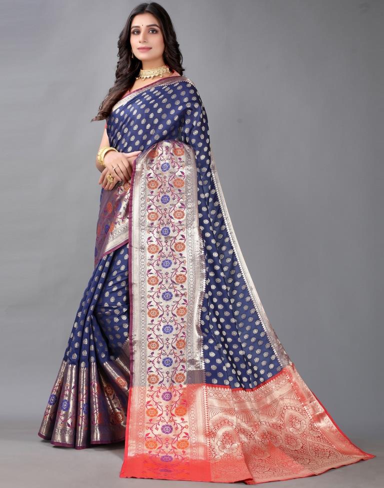 Navy Blue And Golden Silk Saree | Leemboodi