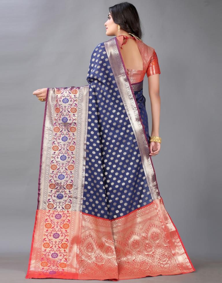 Navy Blue And Golden Silk Saree | Leemboodi