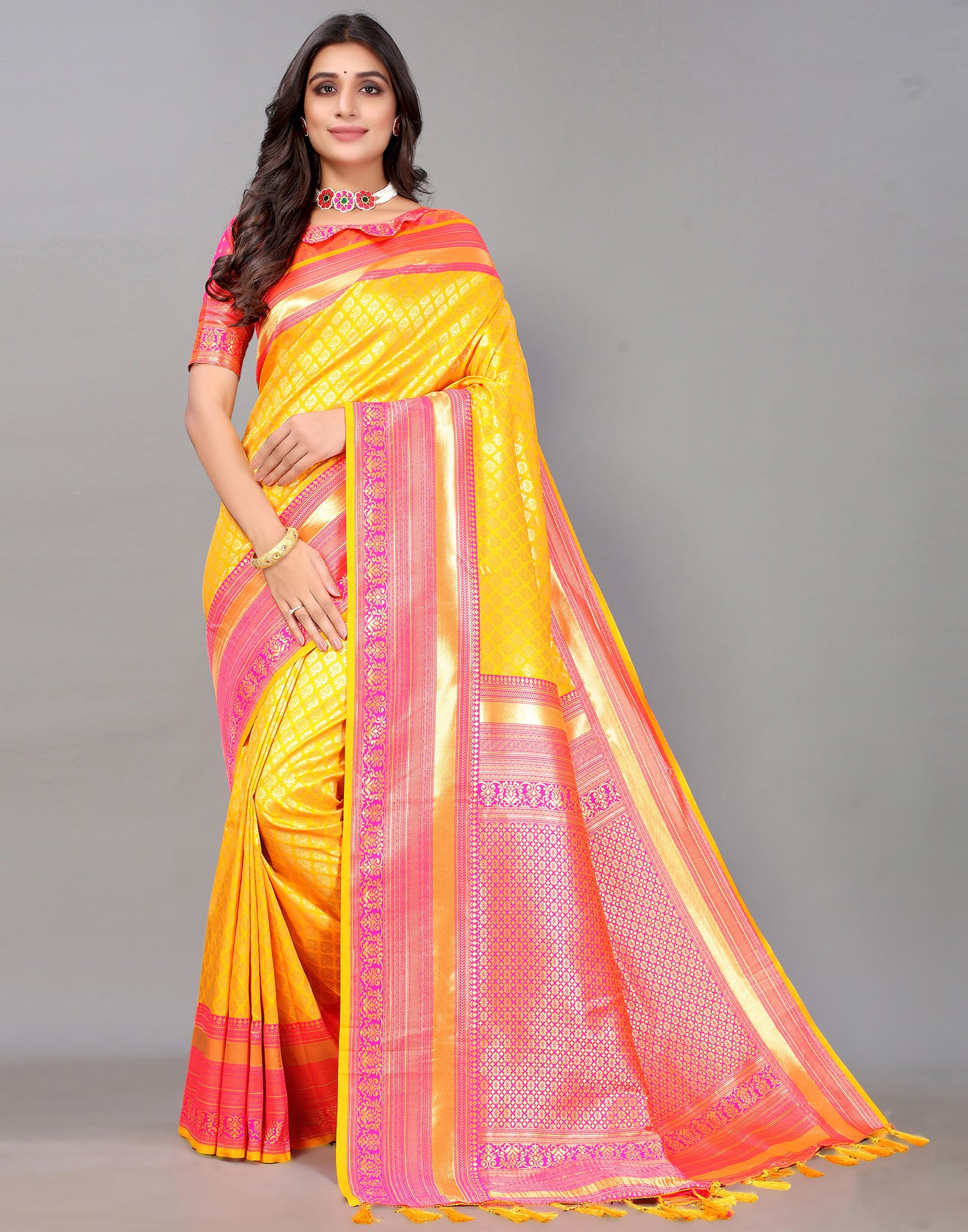 Turmeric Yellow Silk Saree | Leemboodi