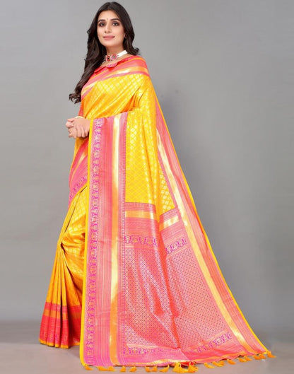 Turmeric Yellow Silk Saree | Leemboodi